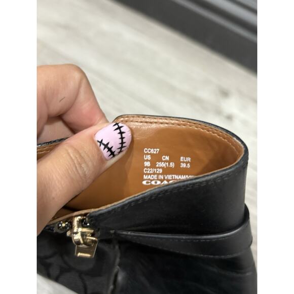 COACH Dean Leather Signature Coated Canvas Black Bootie Size 9B - Picture 5 of 7